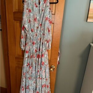 Misa Los Angeles Floral Maxi Dress in Blue and Red